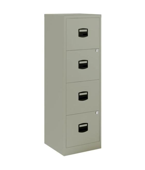 Archivador metálico 4 cajones , 40x40x125 cm (ancho x fondo x alto) formato a4 -capacidad cajon 15kg- tirador de plástico - gris