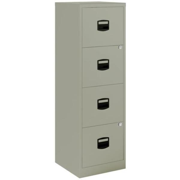 Archivador metálico 4 cajones , 40x40x125 cm (ancho x fondo x alto) formato a4 -capacidad cajon 15kg- tirador de plástico - gris