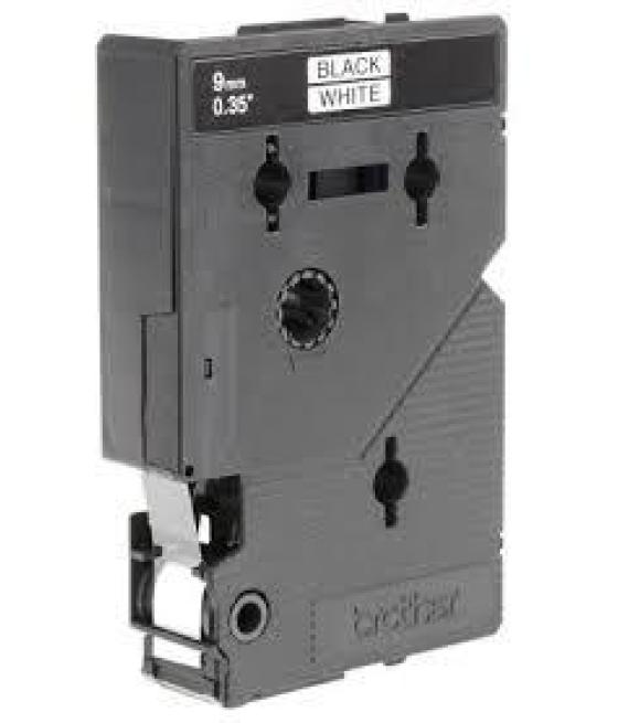 Brother cinta rotuladora laminada texto negro sobre blanco de 9mmx7,7m