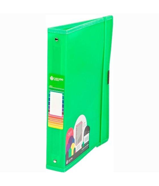Carchivo carpeta anillas 4 x 40mm a4+ c/goma pp dune verde