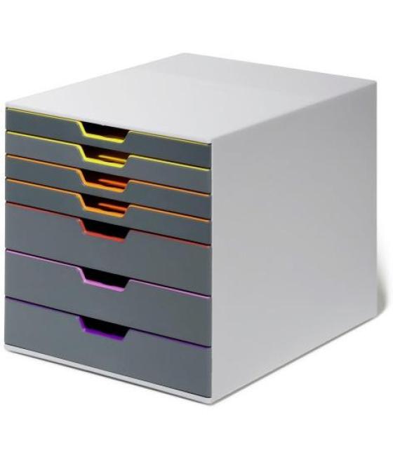 Durable módulo sobremesa varicolor 7 cajones plástico a/calidad gris/multicolor