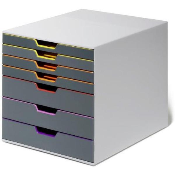 Durable módulo sobremesa varicolor 7 cajones plástico a/calidad gris/multicolor