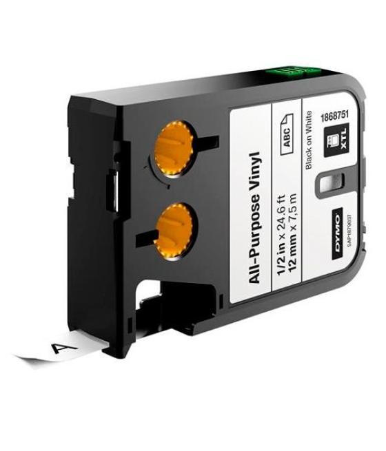 Dymo cinta xtl, negro y blanco de 12mmx7m, vinilo