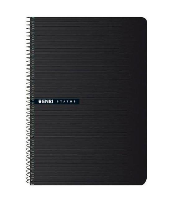 Enri cuaderno espiral tapa dura 100h folio 70gr cuadrícula 4x4 negro