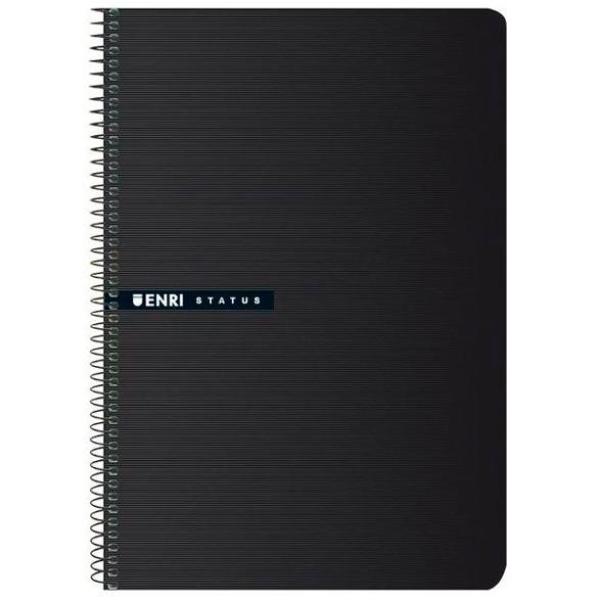 Enri cuaderno espiral tapa dura 100h folio 70gr cuadrícula 4x4 negro