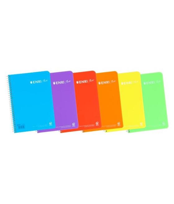 Enri cuaderno espiral 80 hojas 90gr pauta 3,5 c/m tapa plástico folio surtidos