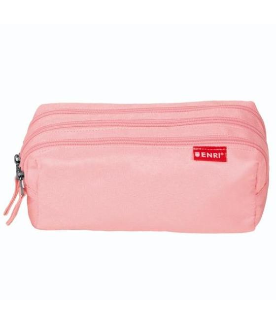 Enri estuche 3 cremalleras poliéster rosa