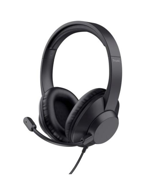Trust auriculares ayda max jack 3.5mm con micrófono flexible ajustable negro