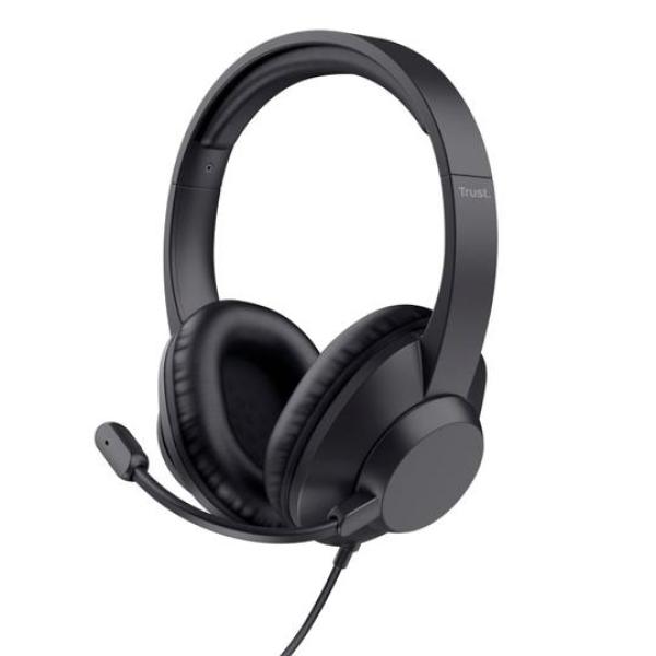 Trust auriculares ayda max adaptador usb-c/usb-a con micrófono flexible ajustable anc negro
