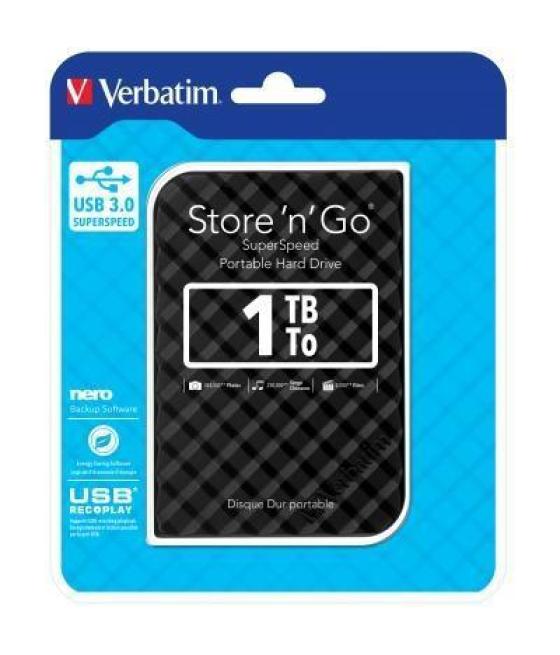 Verbatim disco duro externo store 'n' go 1tb hdd 2.5" usb 3.0 negro