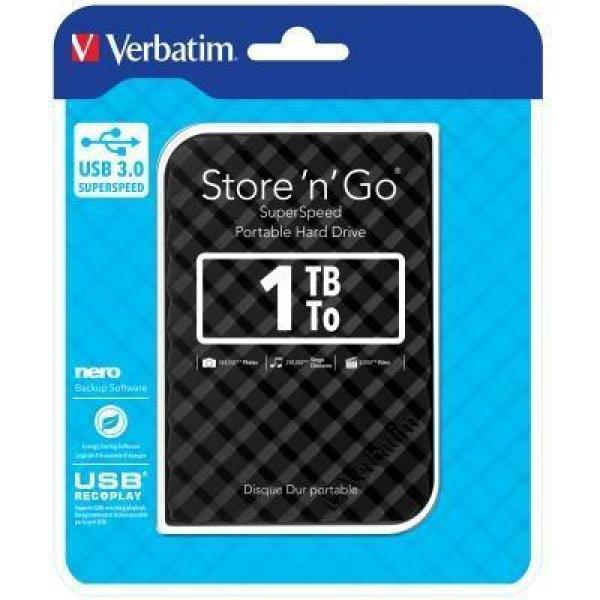 Verbatim disco duro externo store 'n' go 1tb hdd 2.5" usb 3.0 negro