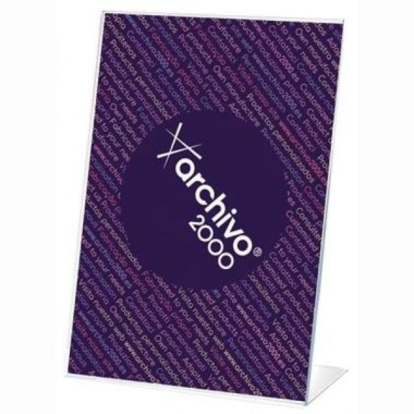 Archivo 2000 expositor sobremesa en forma de l din a7 vertical 40x75x110 mm cristal transparente