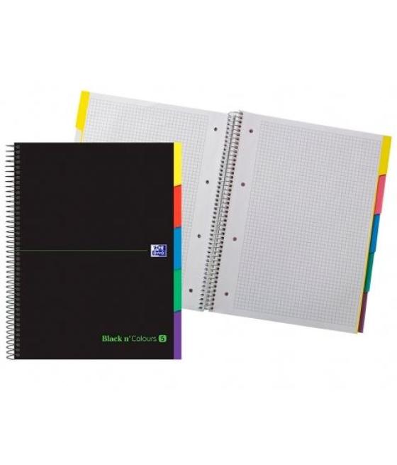 Oxford cuaderno europeanbook 5 &you 100h a4+ 5x5 con 5 pestañas tapa extradura negro