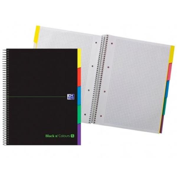 Oxford cuaderno europeanbook 5 &you 100h a4+ 5x5 con 5 pestañas tapa extradura negro