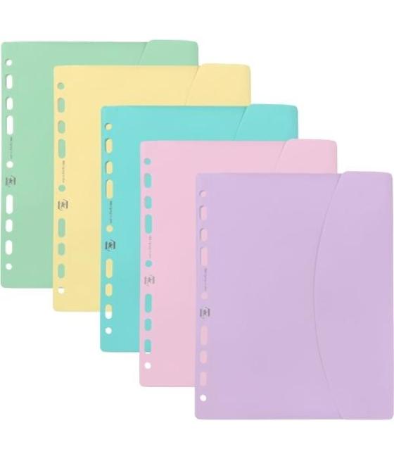 Oxford sobre multitaladro con velcro live&go a4+ plástico flexible opaco c/surtidos pastel