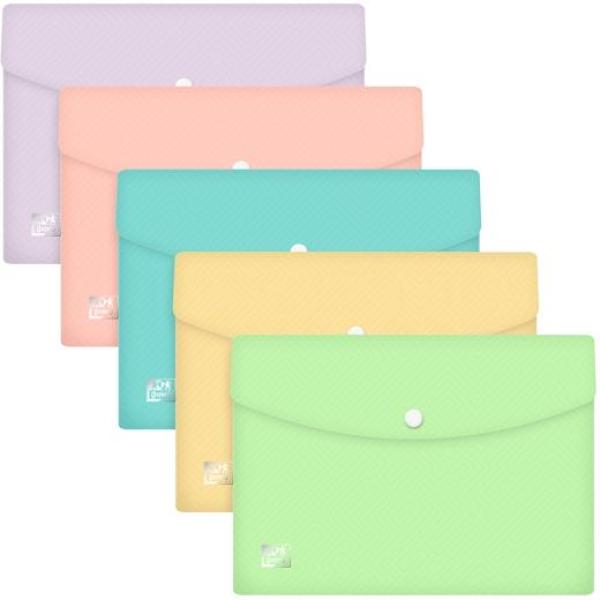 Oxford sobre con broche urban a5 plástico flexible translúcido c/surtidos pastel