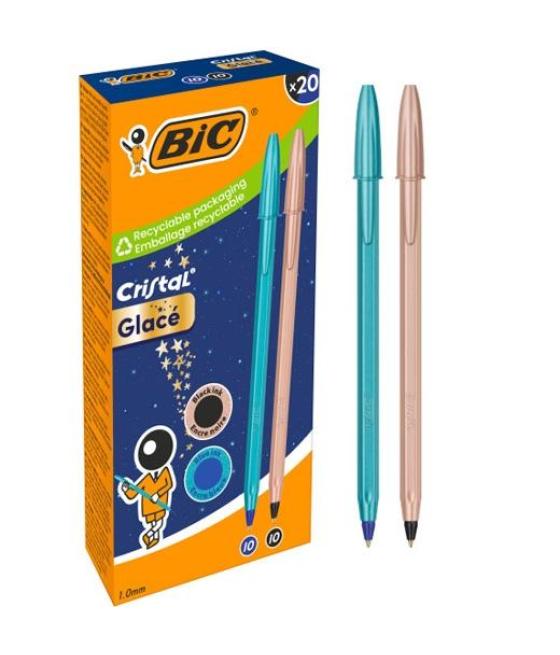 Bic bolígrafo cristal glace 1.0mm blue + copper caja 20 ud
