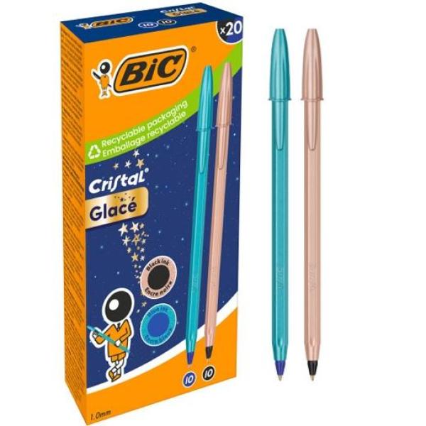 Bic bolígrafo cristal glace 1.0mm blue + copper caja 20 ud