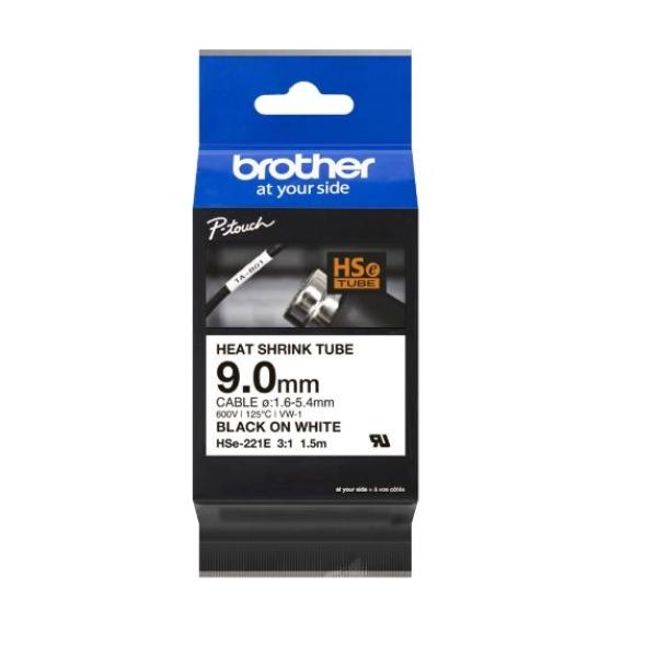 Brother cinta tubo termorretractil texto negro sobre blanco de 9mmx1,5m