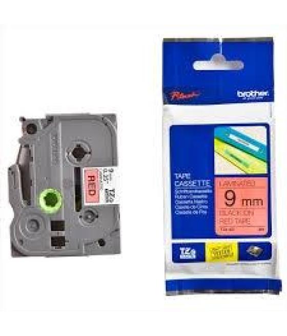 Brother cinta rotuladora laminada texto negro sobre rojo - 9mmx8m