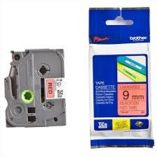 Brother cinta rotuladora laminada texto negro sobre rojo - 9mmx8m