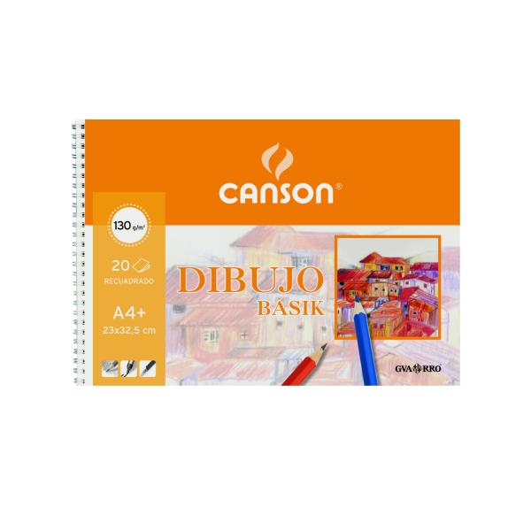 Canson bloc dibujo basik espiral 20h a4+ 130gr microperforado pack 10 ud blanco natural