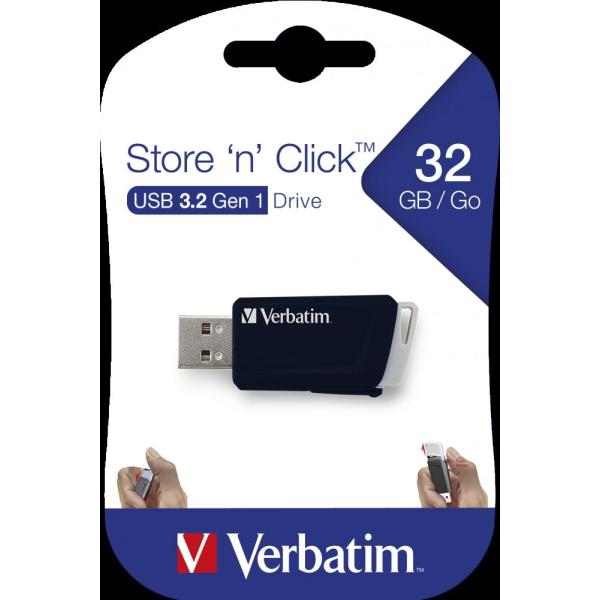 Verbatim pendrive store´n´click 32gb usb 3.2 c/ranura para colgar negro