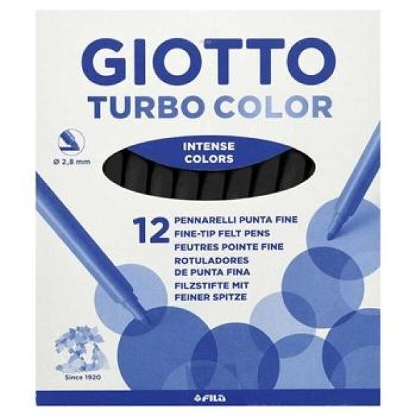 Giotto rotuladores turbo color negro estuche 12 ud