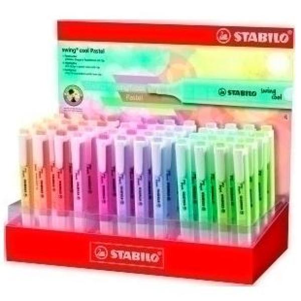 Stabilo marcador fluorescente swing cool pastel c/surtidos expositor 48 ud