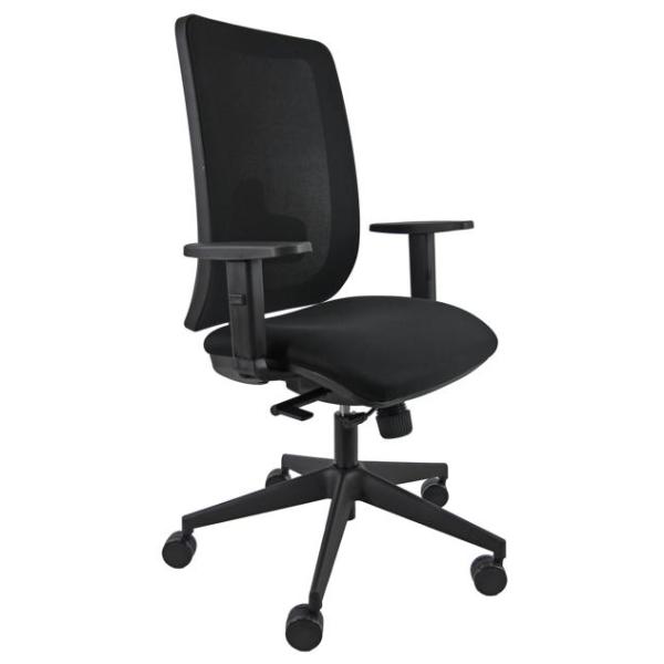 Unisit silla retro 911 giratoria sincro translap c/ruedas reposabrazos ajustables tejido negro