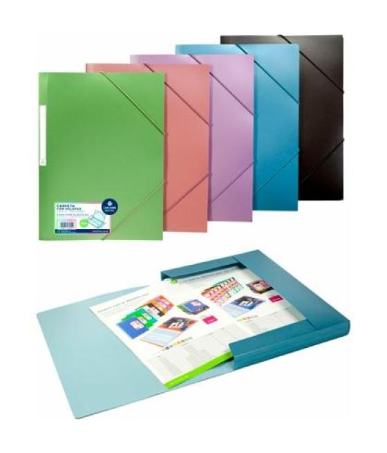 Carchivo carpeta metal tres solapas gomas a4 polipropileno gris metalizado