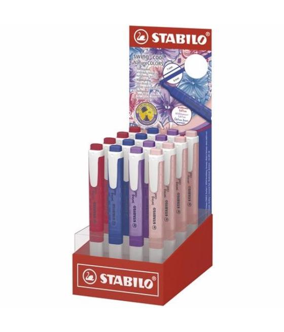 Stabilo marcador fluorescente swing cool nature wildflowers 4 colores surtidos expositor 16 ud