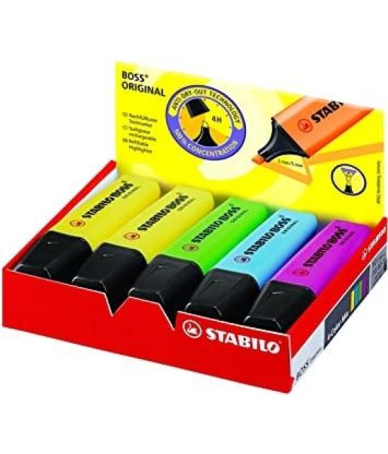 Stabilo marcador fluorescente boss original c/surtidos colormix caja 10 ud