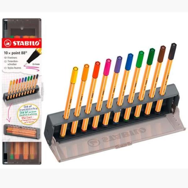 Stabilo rotuladores point 88 c/surtidos estuche 10 ud