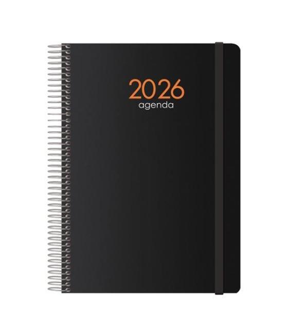 Dohe agenda anual syncro espiral 15x21cm sv cierre c/goma pp negro 2026