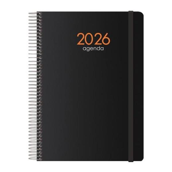 Dohe agenda anual syncro espiral 15x21cm sv cierre c/goma pp negro 2026