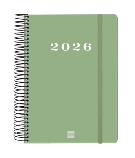 Finocam agenda espiral my e10-155x212mm 1dp tapa dura verde 2026