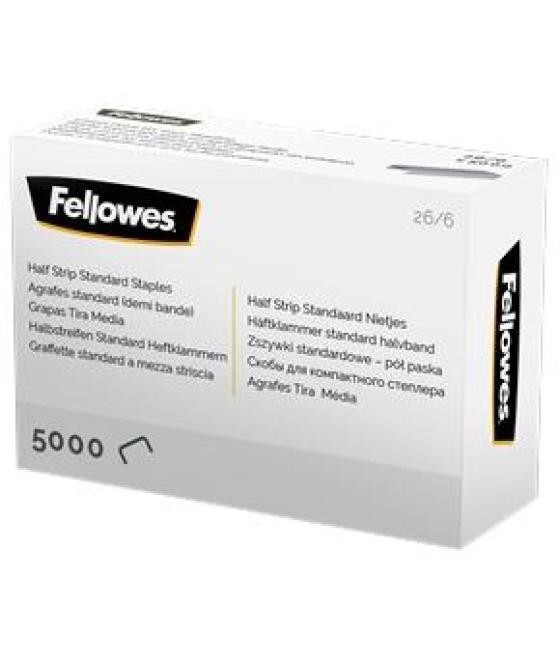 Fellowes grapas de carga media 26/6 plata caja de 5000