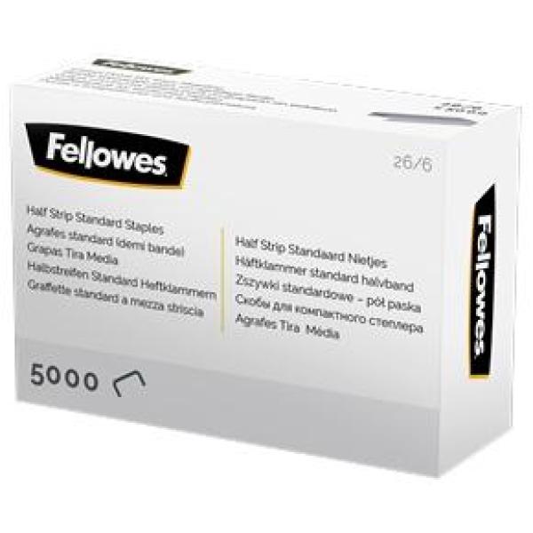 Fellowes grapas de carga media 26/6 plata caja de 5000