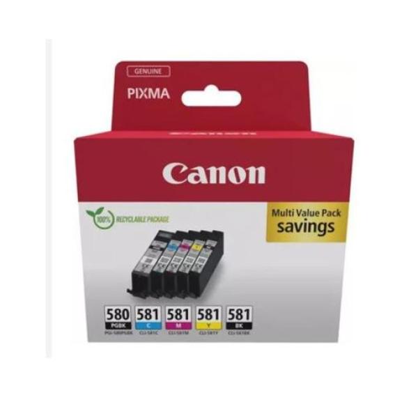Canon tinta ecopack bk+c/m/y pixma ts 6251/6350/6351/705/8252/8350/8351/8352/9550/9551 - pgi 580+cli 581 (pack 4 colores)