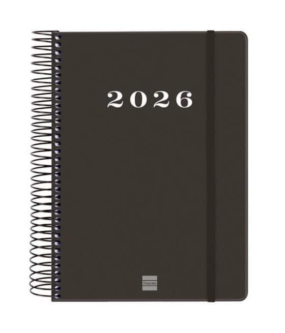 Finocam agenda espiral my e10-155x212mm 1dp tapa dura negro 2026