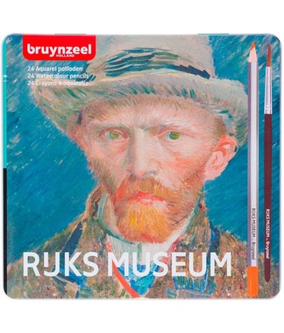 Talens bruynzeel lápices de colores acuarelables vincent van gogh c/surtidos estuche metálico 24 ud