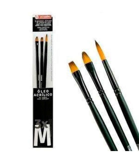 Talens art creation pinceles óleo y acrílico fibra sintética m set 3 ud
