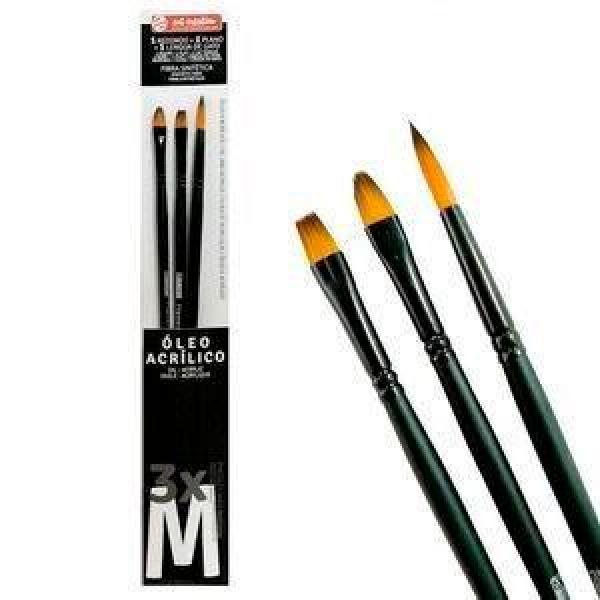 Talens art creation pinceles óleo y acrílico fibra sintética m set 3 ud