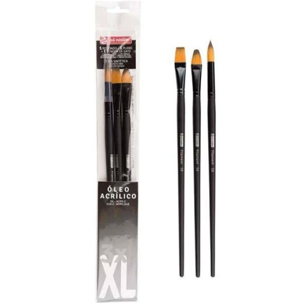 Talens art creation pinceles óleo y acrílico fibra sintética xl set 3 ud