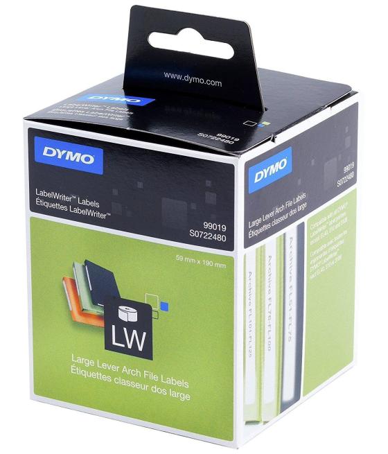Dymo etiquetas de transferencia termica 99019 - negro sobre blanco - 59x190mm (axl) - etiquetas grandes archivadores de panlanca