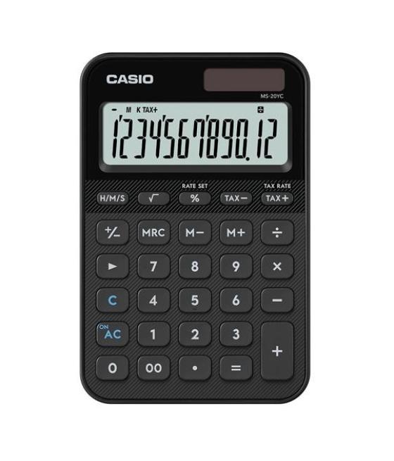 Casio calculadora de oficina sobremesa negro 12 dígitos ms-20yc-bk