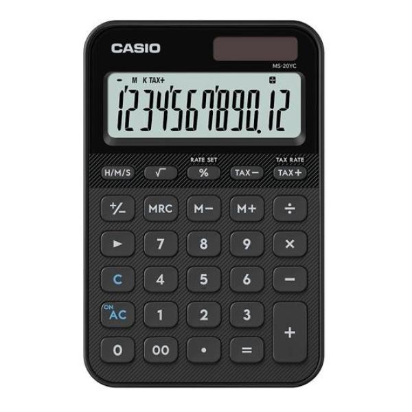 Casio calculadora de oficina sobremesa negro 12 dígitos ms-20yc-bk
