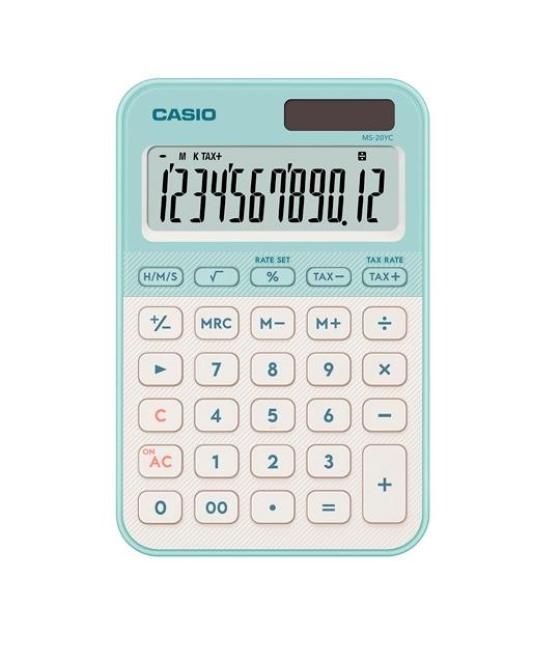 Casio calculadora de oficina sobremesa verde claro 12 dígitos ms-20yc-lg