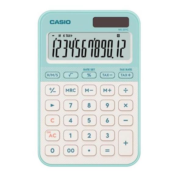 Casio calculadora de oficina sobremesa verde claro 12 dígitos ms-20yc-lg